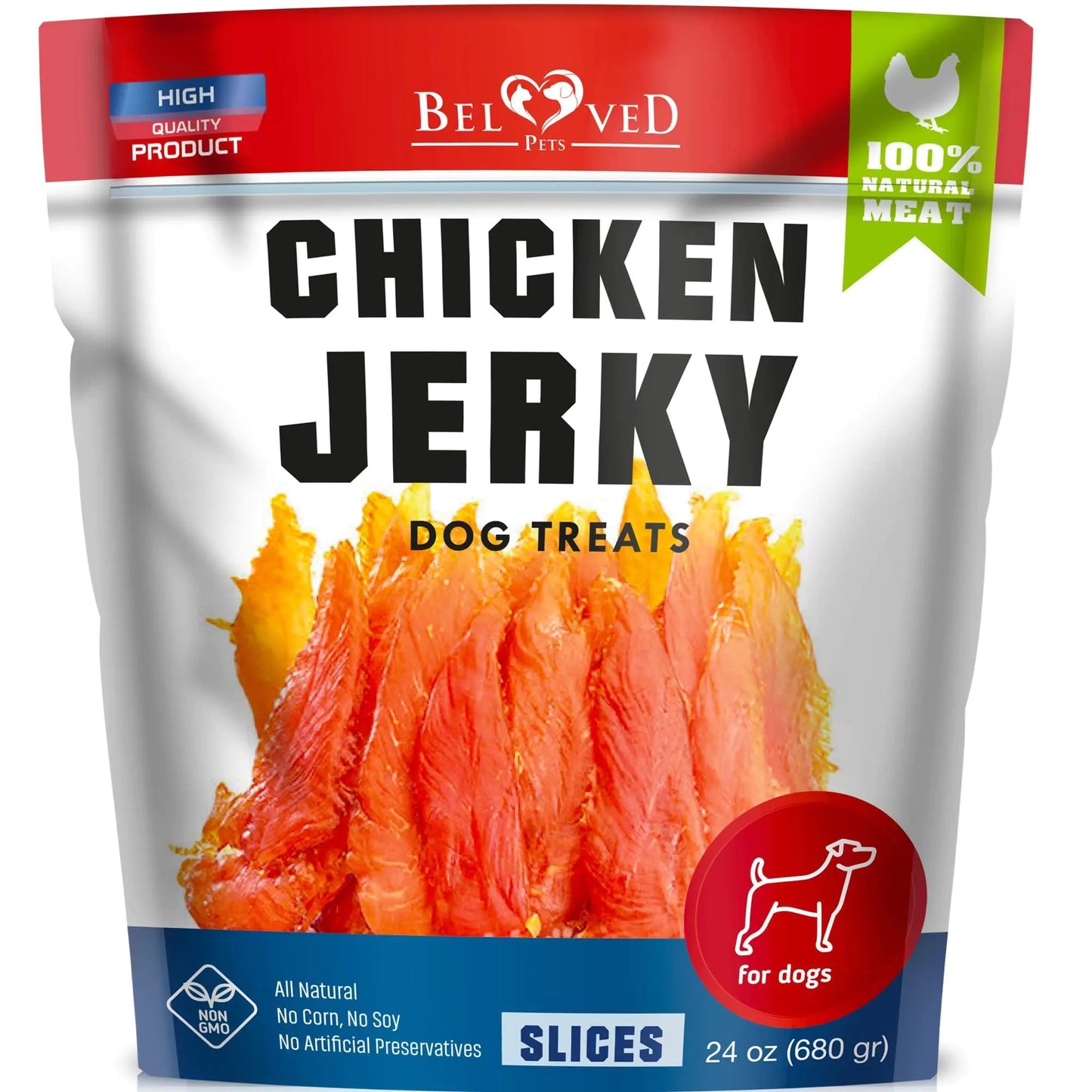 Chicken Jerky Dog Treats – 1.5 lb Grain-Free Natural Dog Snacks – High-Protein Chewy Treats