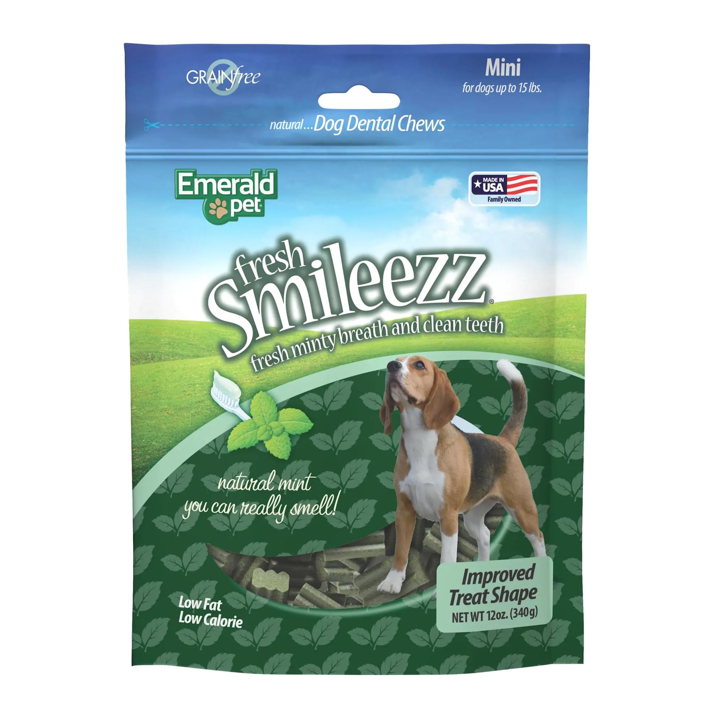 Emerald Pet Fresh Smileezz Grain-Free Dog Dental Treats – Mini (12 oz)