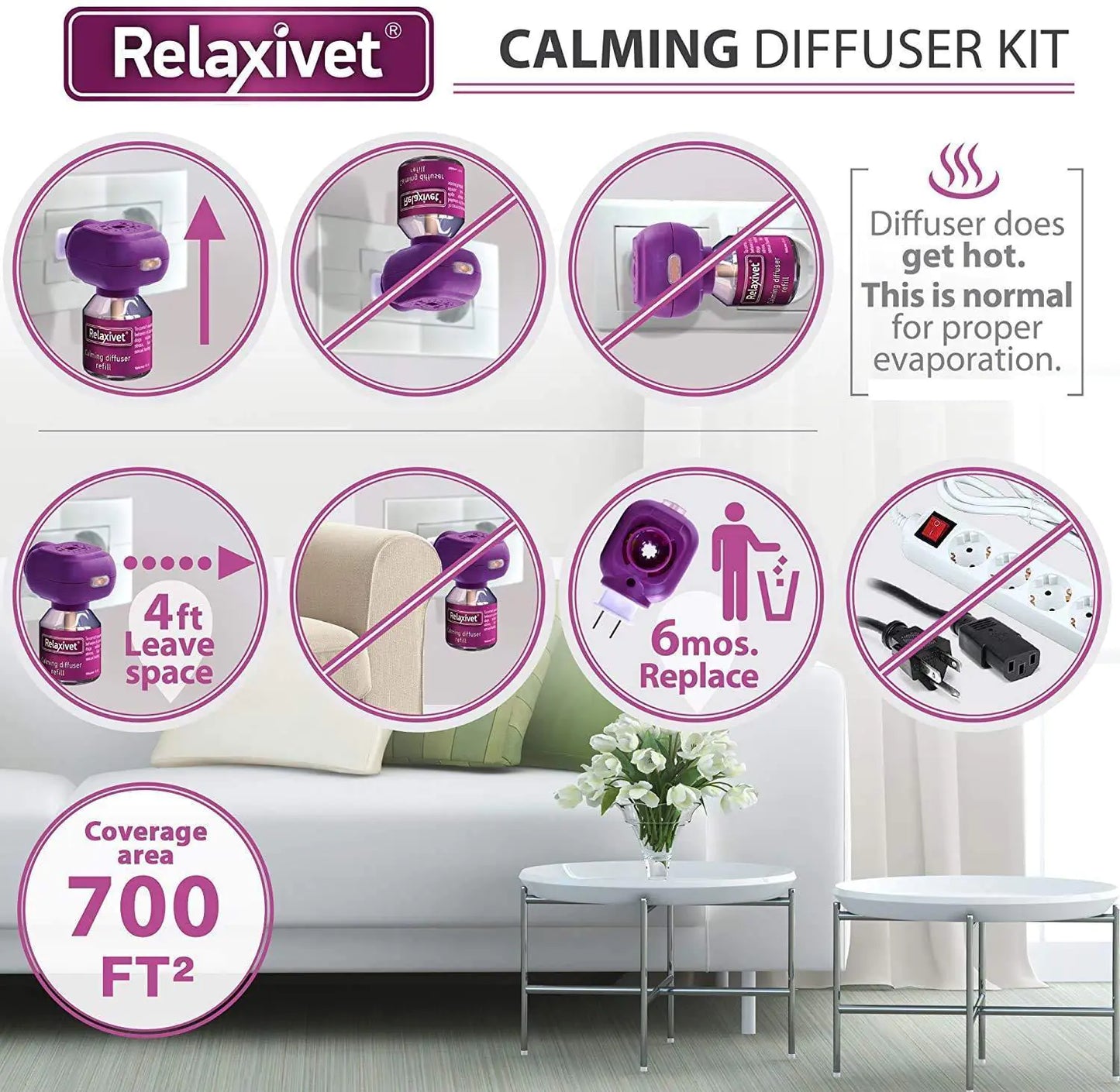 Calming Cat Diffuser Refill – Pheromone-Based Anxiety Relief for Pets (6 Pack)