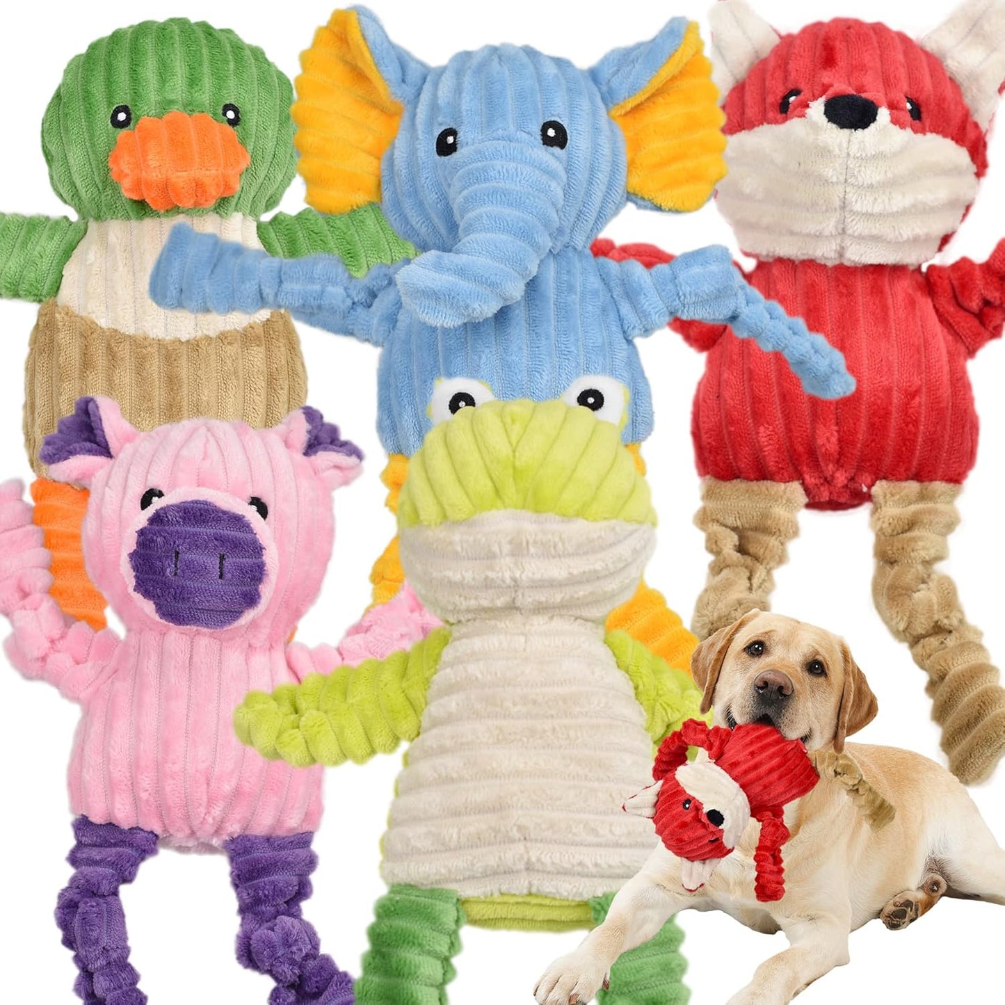 Squeaky Plush Animal Dog Toy – Durable & Interactive