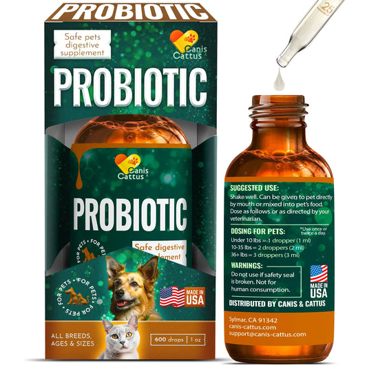 Cat & Dog Probiotic Supplement – Liquid Pet Probiotics for Digestive & Immune Support – 1 oz