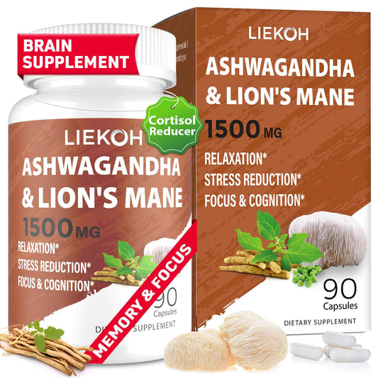 Ashwagandha & Lion’s Mane Supplement Capsules – 90 Count