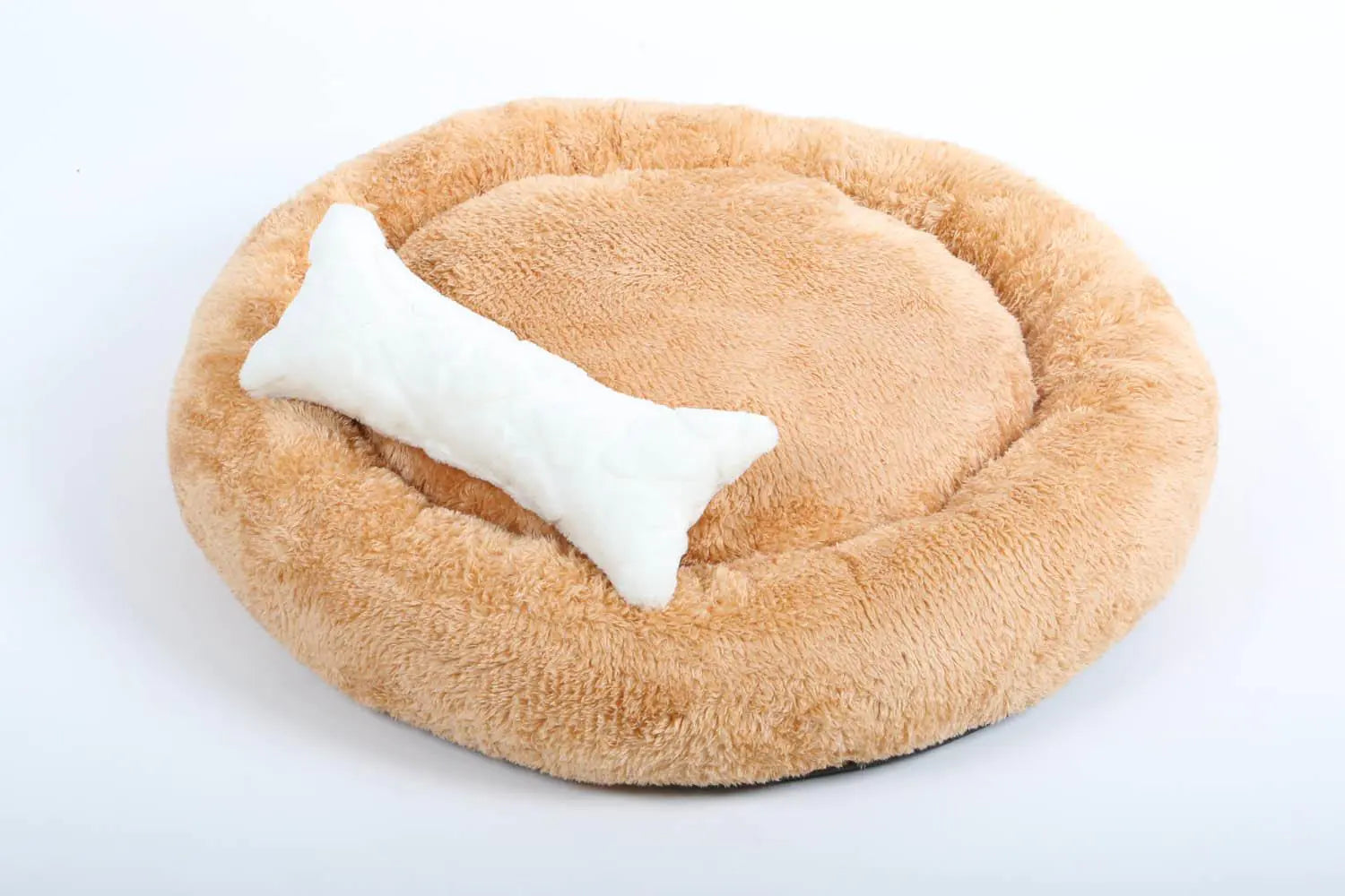 Cookie Pet Sherpa Fleece Washable Round Dog Cat Bed, 60 Cm, Mustard.