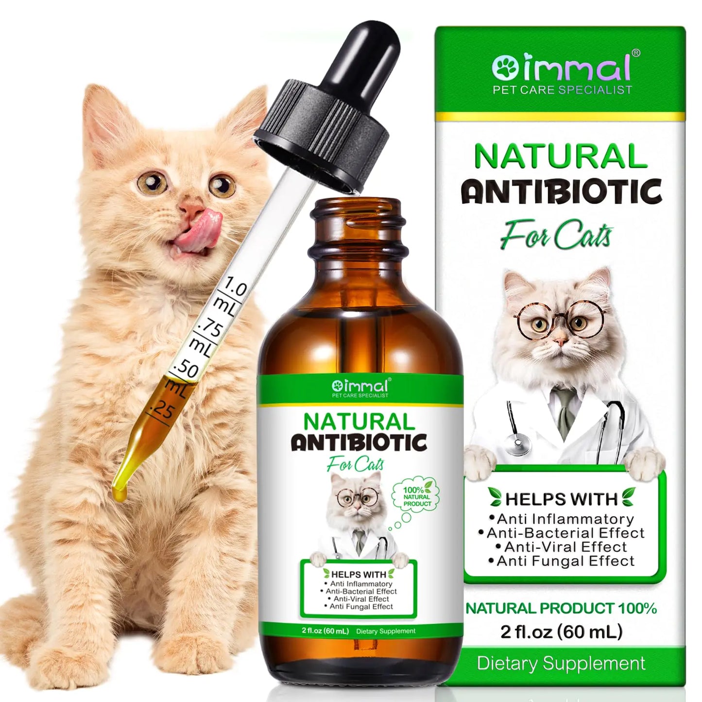 Natural Immune Support for Cats – Liquid Cat Supplement for Overall Health & Allergy Relief – Chicken Flavor – 2 Fl Oz