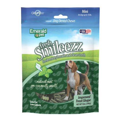 Emerald Pet Fresh Smileezz Grain-Free Dog Dental Treats – Mini (12 oz)