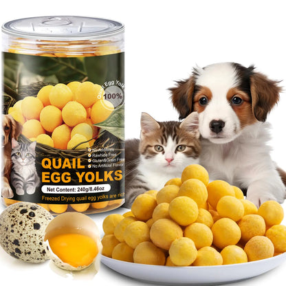 Flyjobs Freeze-Dried Quail Egg Yolk Snacks – 8.46oz Natural Pet Treats for Cats & Dogs, Limited Ingredient, High-Protein Training Treats