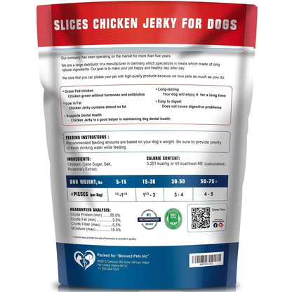 Chicken Jerky Dog Treats – 1.5 lb Grain-Free Natural Dog Snacks – High-Protein Chewy Treats