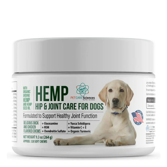 PET CARE Sciences Hemp Chews for Dogs – Hip & Joint Support – Senior Dog Supplement – Mobility & Wellness Chews (120 Count)